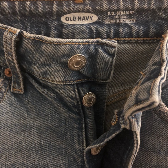 Old Navy High-Waisted O.G. Straight Button-Fly Ripped Jeans - Size 4 - Picture 5 of 11